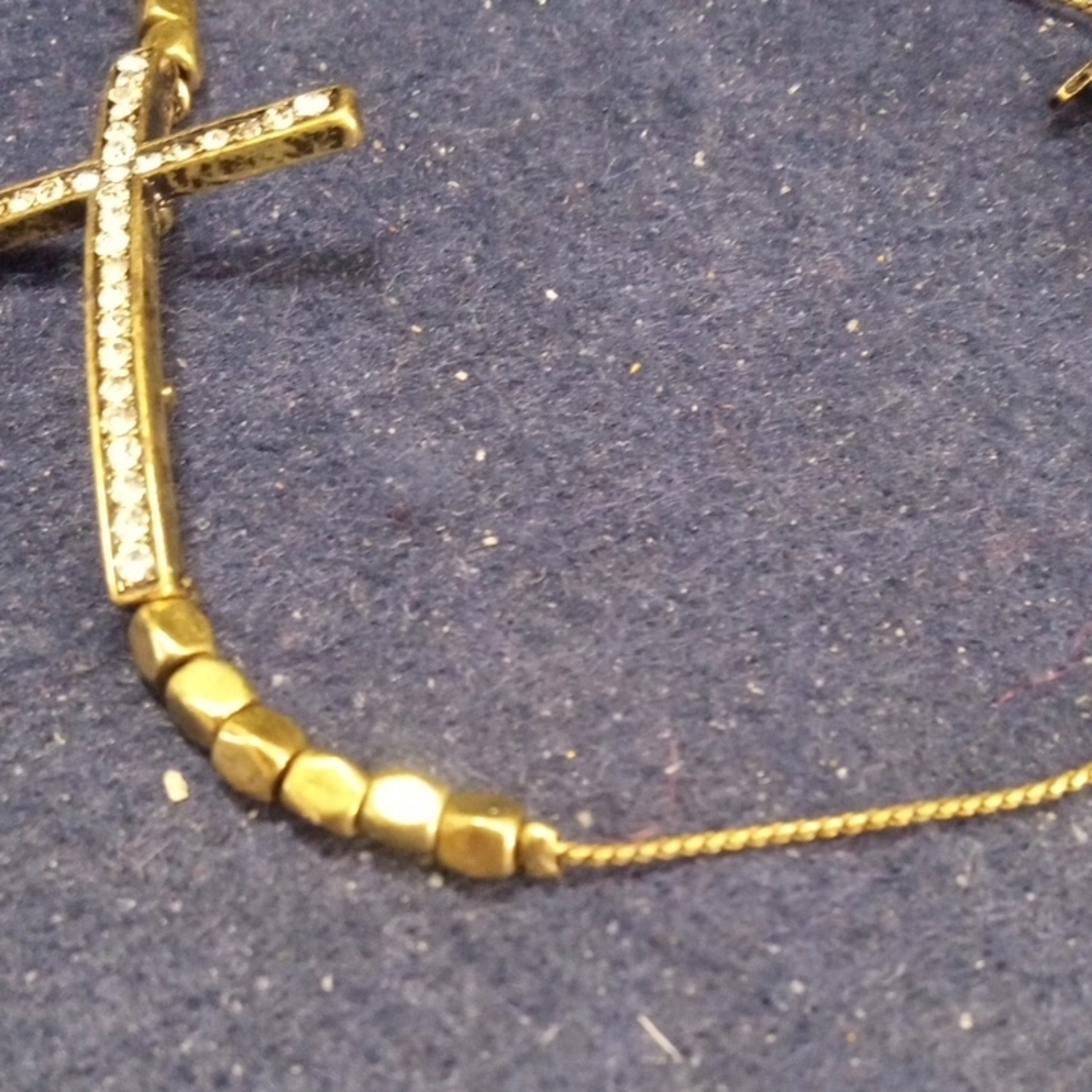 Goldtone Cross Bracelet 8" Vintage - Picture 3 of 6
